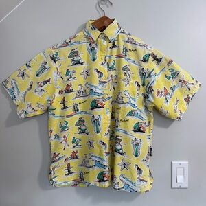 Vintage Heet Sportswear Pop Art Surf Skate Collar Beach Button Up Shirt
